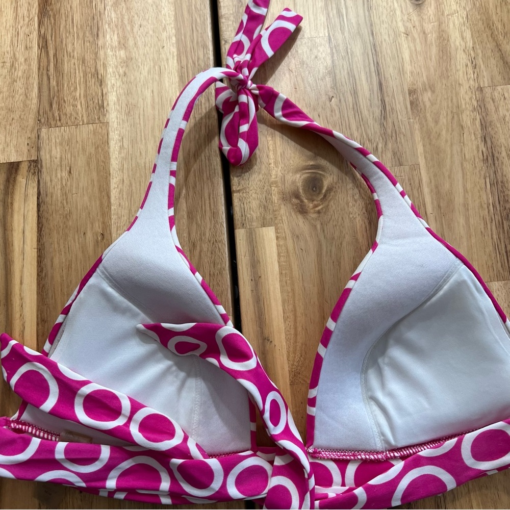 Victoria’s Secret Pink Polka Dot Bikini Top Size Medium Halter Swim - Picture 3 of 6